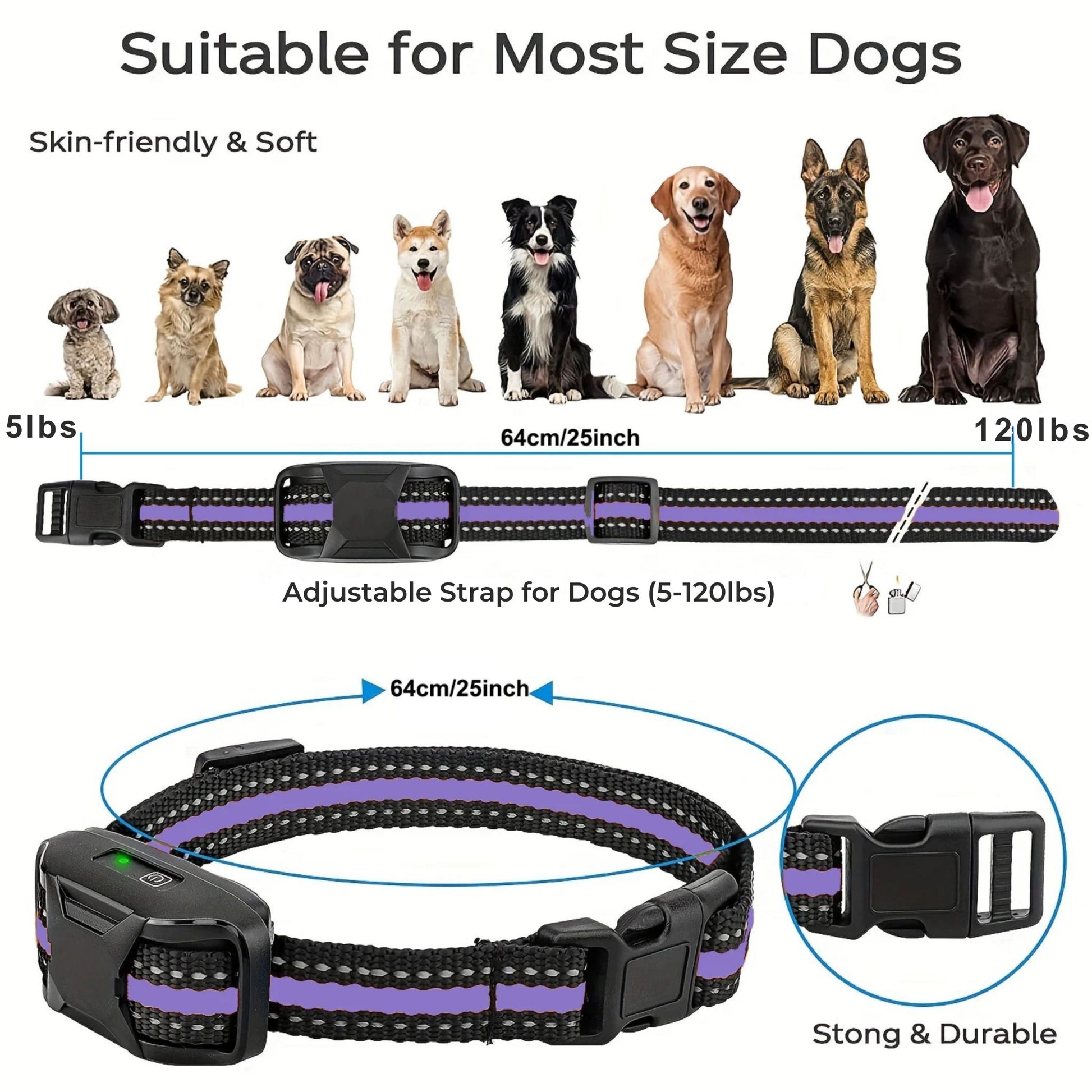 Purple 3300Ft Dog Training Shock Collar with Remote Waterproof, Rechargeable, for Small to Large Dogs (5–120 lbs) TrendyPet's Zone