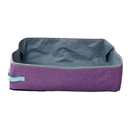 Purple Semi-Enclosed Foldable Cat Litter Box – Portable Waterproof Oxford Cloth Large Kitten Litter Tray TrendyPet's Zone