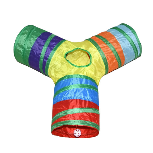 Rainbow Y-Type Tunnel Collapsible Cat Kitten Play Interactive Toy Maze TrendyPet's Zone