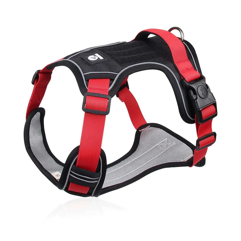 Red Adjustable Tactical Dog Harness with a Handle No Pull TrendyPet's Zone