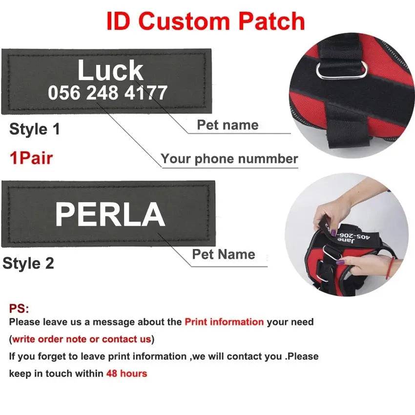 Red Dog Harness No Pull Reflective Breathable Pet Harness With Name For Dogs Custom Patch Adjustable Outdoor Walking Dog Supplies - TrendyPet's Zone