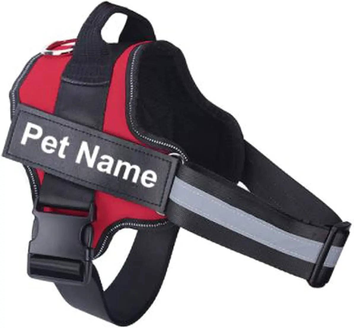 Red Dog Harness No Pull Reflective Breathable Pet Harness With Name For Dogs Custom Patch Adjustable Outdoor Walking Dog Supplies - TrendyPet's Zone