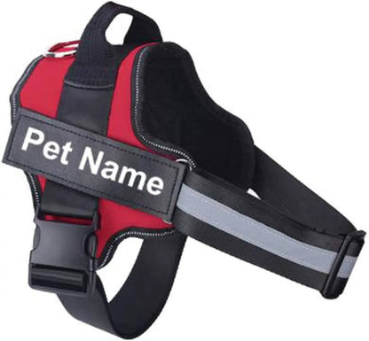 Red Dog Harness No Pull Reflective Breathable Pet Harness With Name For Dogs Custom Patch Adjustable Outdoor Walking Dog Supplies - TrendyPet's Zone