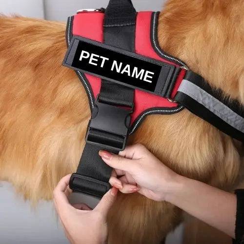 Red Dog Harness No Pull Reflective Breathable Pet Harness With Name For Dogs Custom Patch Adjustable Outdoor Walking Dog Supplies - TrendyPet's Zone