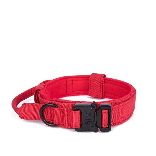 Red Durable Tactical Dog Collar Leash Set Military Pet Collars Heavy Duty For Dogs Training Accessories - TrendyPet's Zone