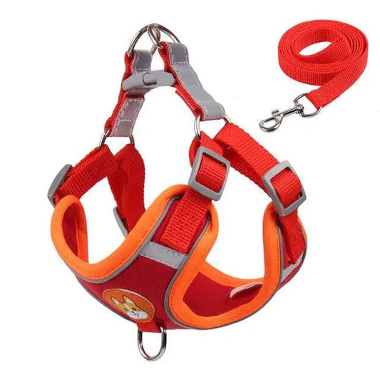 Red Pet Dog Harness and Leash Set Adjustable Puppy Harness Vest Reflective Walking Lead Leash For Small Dogs Chihuahua - TrendyPet's Zone