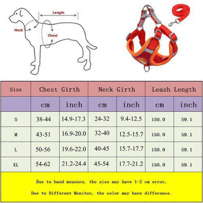 Red Pet Dog Harness and Leash Set Adjustable Puppy Harness Vest Reflective Walking Lead Leash For Small Dogs Chihuahua - TrendyPet's Zone