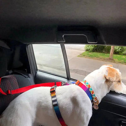 Red Solid Color Two-in-one Pet Car Seat Belt Nylon Lead Leash Backseat Safety Belt Adjustable Dogs Harness Collar Pet Accessories - TrendyPet's Zone