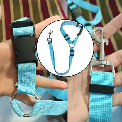 Red Solid Color Two-in-one Pet Car Seat Belt Nylon Lead Leash Backseat Safety Belt Adjustable Dogs Harness Collar Pet Accessories - TrendyPet's Zone