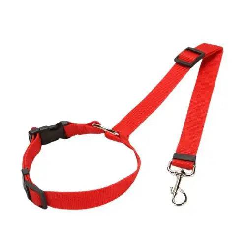 Red Solid Color Two-in-one Pet Car Seat Belt Nylon Lead Leash Backseat Safety Belt Adjustable Dogs Harness Collar Pet Accessories - TrendyPet's Zone