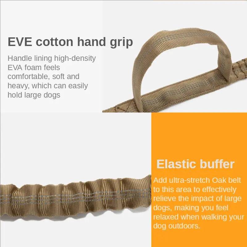 Red Tactical Dog Leash Elastic Dog Strap NO PULL Nylon Reflective Lead Traction Rope Training Walking Hunting Durable Dog Leash Line - TrendyPet's Zone