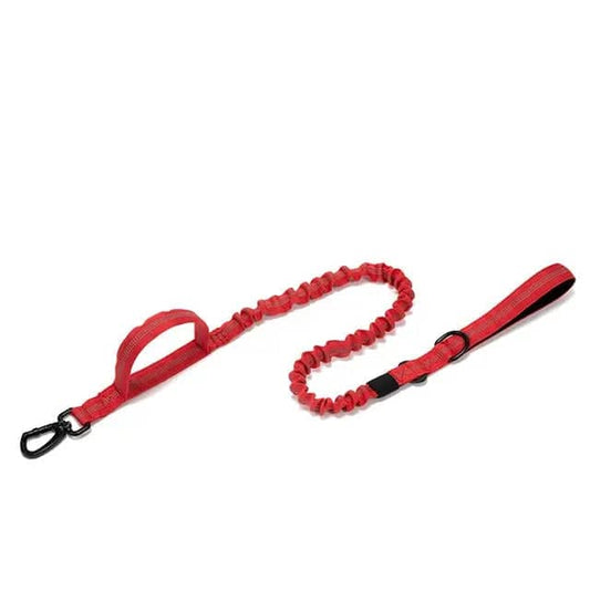 Red Tactical Dog Leash Elastic Dog Strap NO PULL Nylon Reflective Lead Traction Rope Training Walking Hunting Durable Dog Leash Line - TrendyPet's Zone