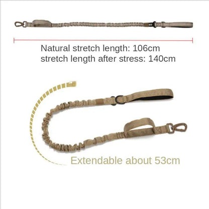 Red Tactical Dog Leash Elastic Dog Strap NO PULL Nylon Reflective Lead Traction Rope Training Walking Hunting Durable Dog Leash Line - TrendyPet's Zone