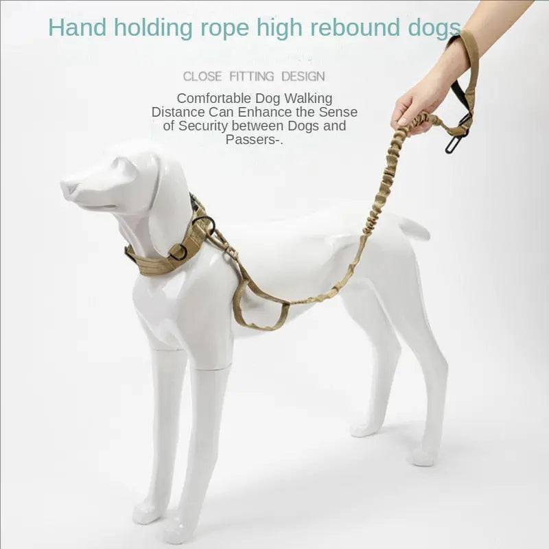 Red Tactical Dog Leash Elastic Dog Strap NO PULL Nylon Reflective Lead Traction Rope Training Walking Hunting Durable Dog Leash Line - TrendyPet's Zone