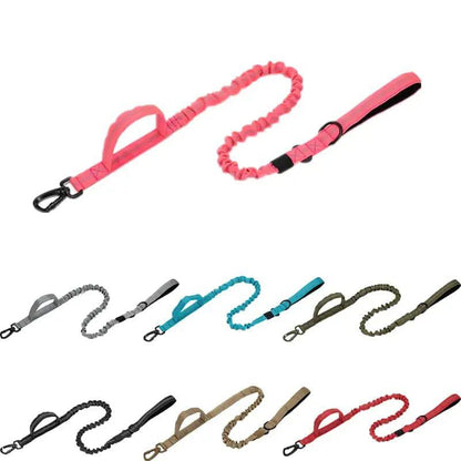 Red Tactical Dog Leash Elastic Dog Strap NO PULL Nylon Reflective Lead Traction Rope Training Walking Hunting Durable Dog Leash Line - TrendyPet's Zone