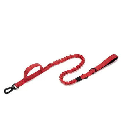 Red Tactical Dog Leash Elastic Dog Strap NO PULL Nylon Reflective Lead Traction Rope Training Walking Hunting Durable Dog Leash Line - TrendyPet's Zone