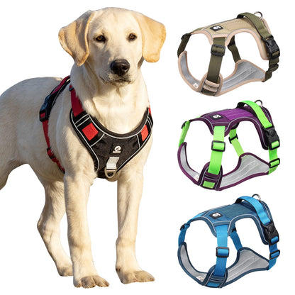 Red Adjustable Tactical Dog Harness with a Handle No Pull - TrendyPet's Zone