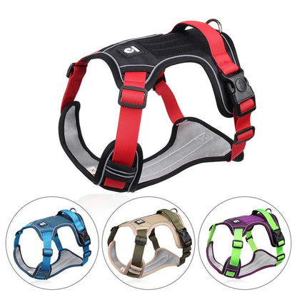 Red Adjustable Tactical Dog Harness with a Handle No Pull - TrendyPet's Zone