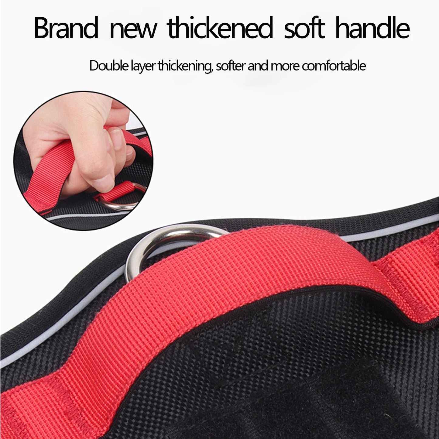 Red Adjustable Tactical Dog Harness with a Handle No Pull - TrendyPet's Zone