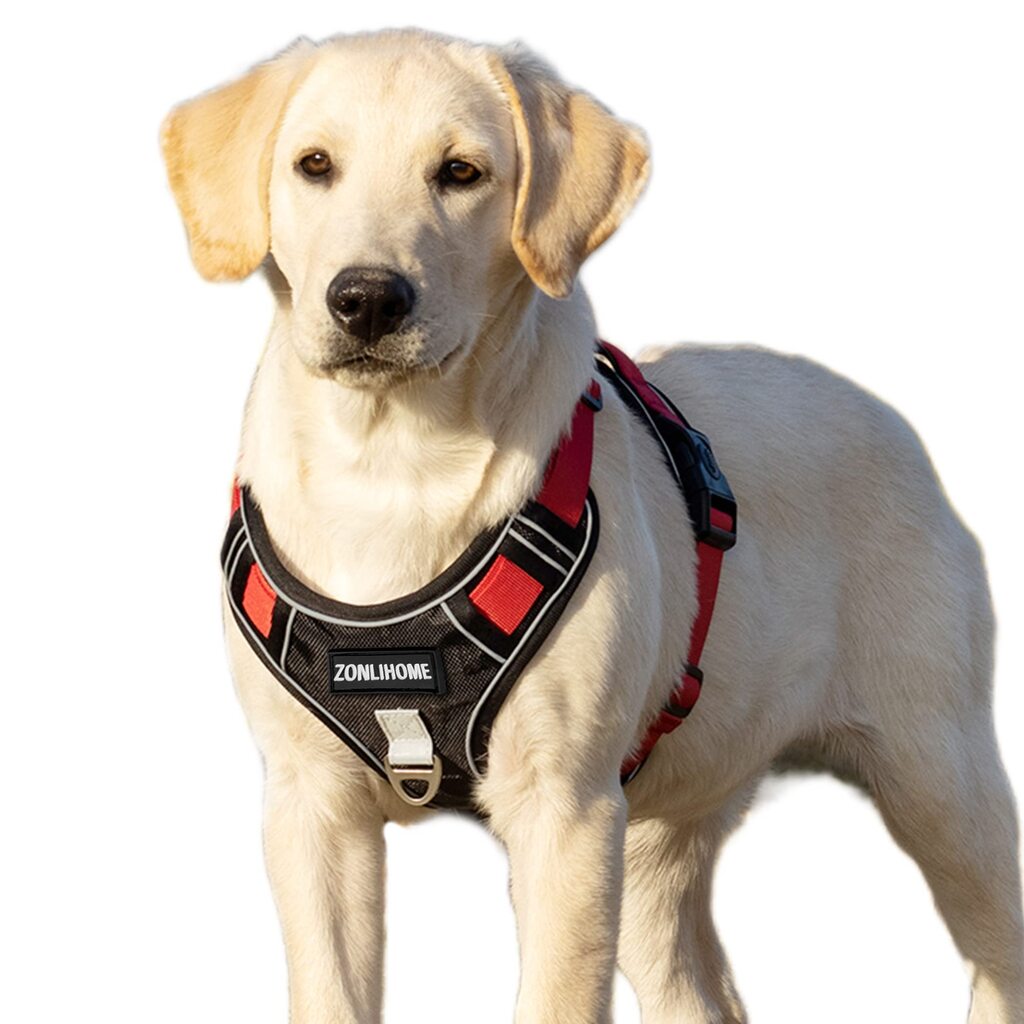 Red Adjustable Tactical Dog Harness with a Handle No Pull - TrendyPet's Zone