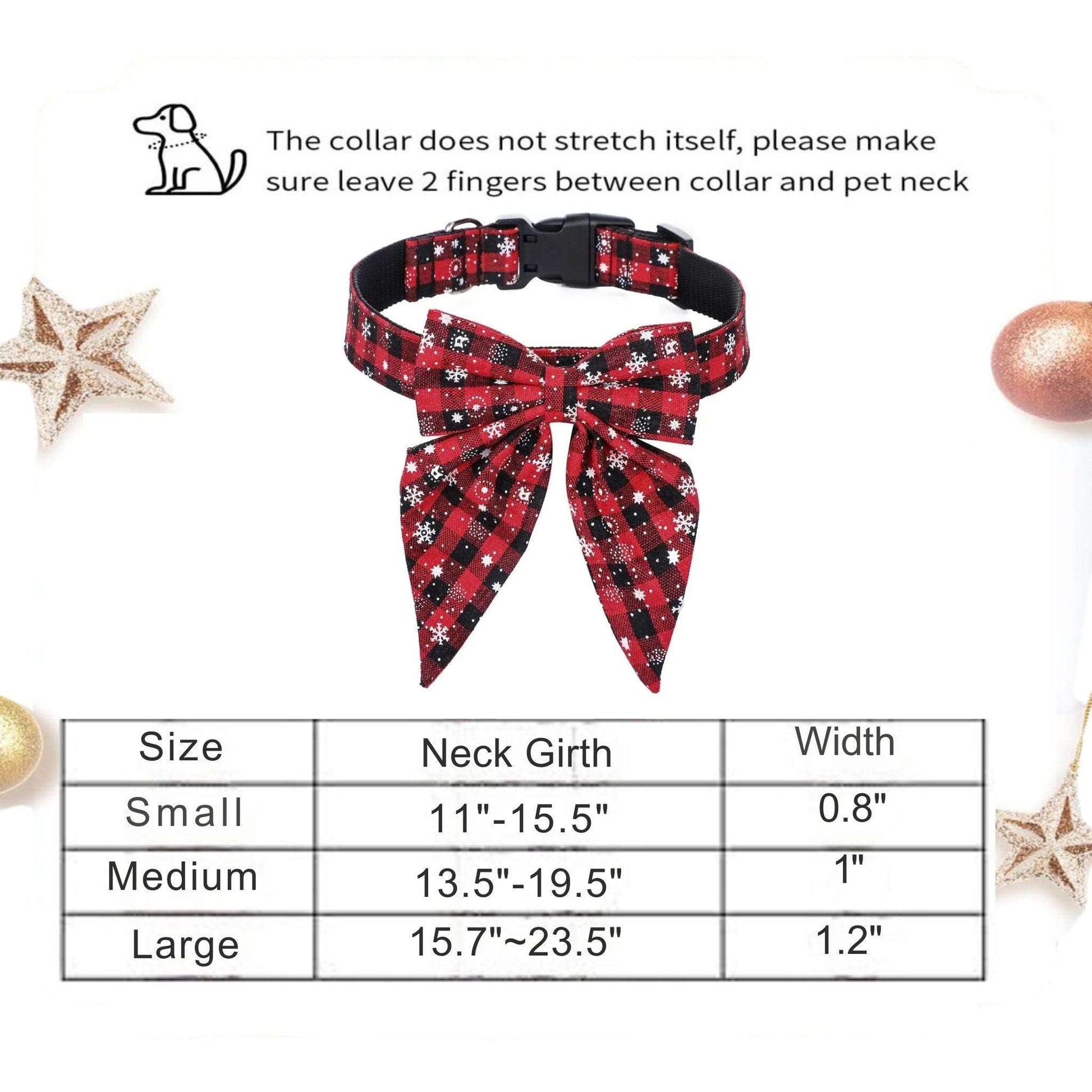 Red Black Christmas Snowflake Pet Collar Holiday Bow Design - TrendyPet's Zone