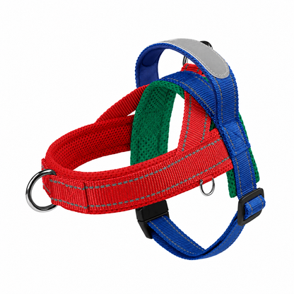 Blue and red reflective no-pull dog harness with handle, adjustable nylon pet vest for small to large dogs by TrendyPet's Zone