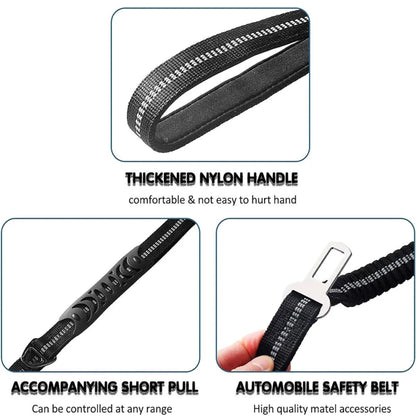 Dark Blue Reflective Shock-Absorbing Dog Leash with Car Safety Buckle TrendyPet's Zone