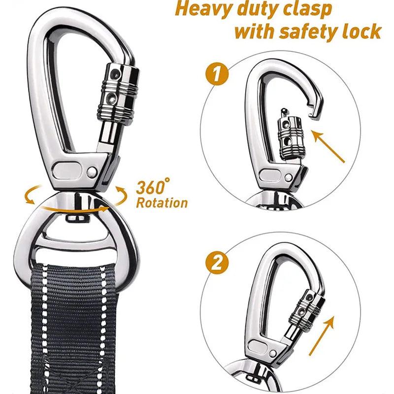 Dark Blue Reflective Shock-Absorbing Dog Leash with Car Safety Buckle TrendyPet's Zone