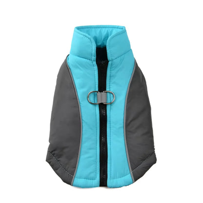TrendyPet's Zone blue reflective winter dog coat, windproof jacket vest with high-visibility detailing