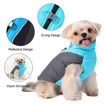 TrendyPet's Zone blue reflective winter jacket windproof dog coat vest