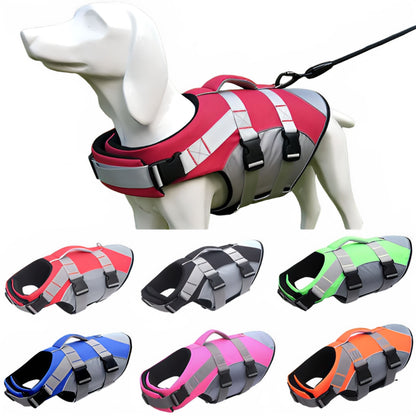 Reflective dog life jacket from TrendyPet's Zone, summer swim suit style, with adjustable straps and bright reflective material.