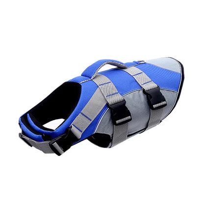Reflective dog life jacket from TrendyPet's Zone, summer swim suit style, with adjustable straps and bright reflective material.
