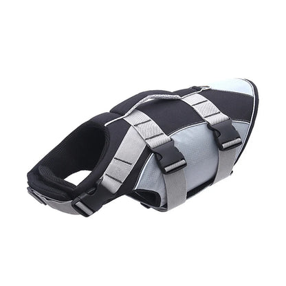 Reflective dog life jacket from TrendyPet's Zone, summer swim suit style, with adjustable straps and bright reflective material.