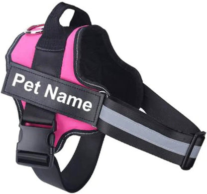 Rose Red Dog Harness No Pull Reflective Breathable Pet Harness With Name For Dogs Custom Patch Adjustable Outdoor Walking Dog Supplies - TrendyPet's Zone
