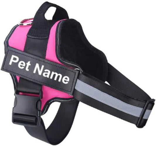 Rose Red Dog Harness No Pull Reflective Breathable Pet Harness With Name For Dogs Custom Patch Adjustable Outdoor Walking Dog Supplies - TrendyPet's Zone