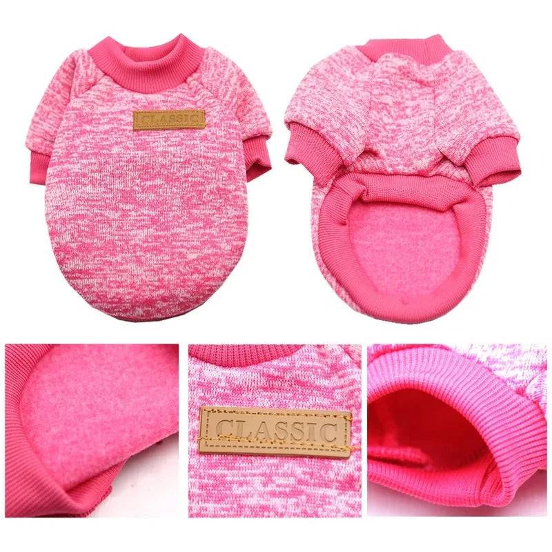 Rose Red Warm Winter Dog Clothes Classic Pet Sweatshirt Vest - TrendyPet's Zone
