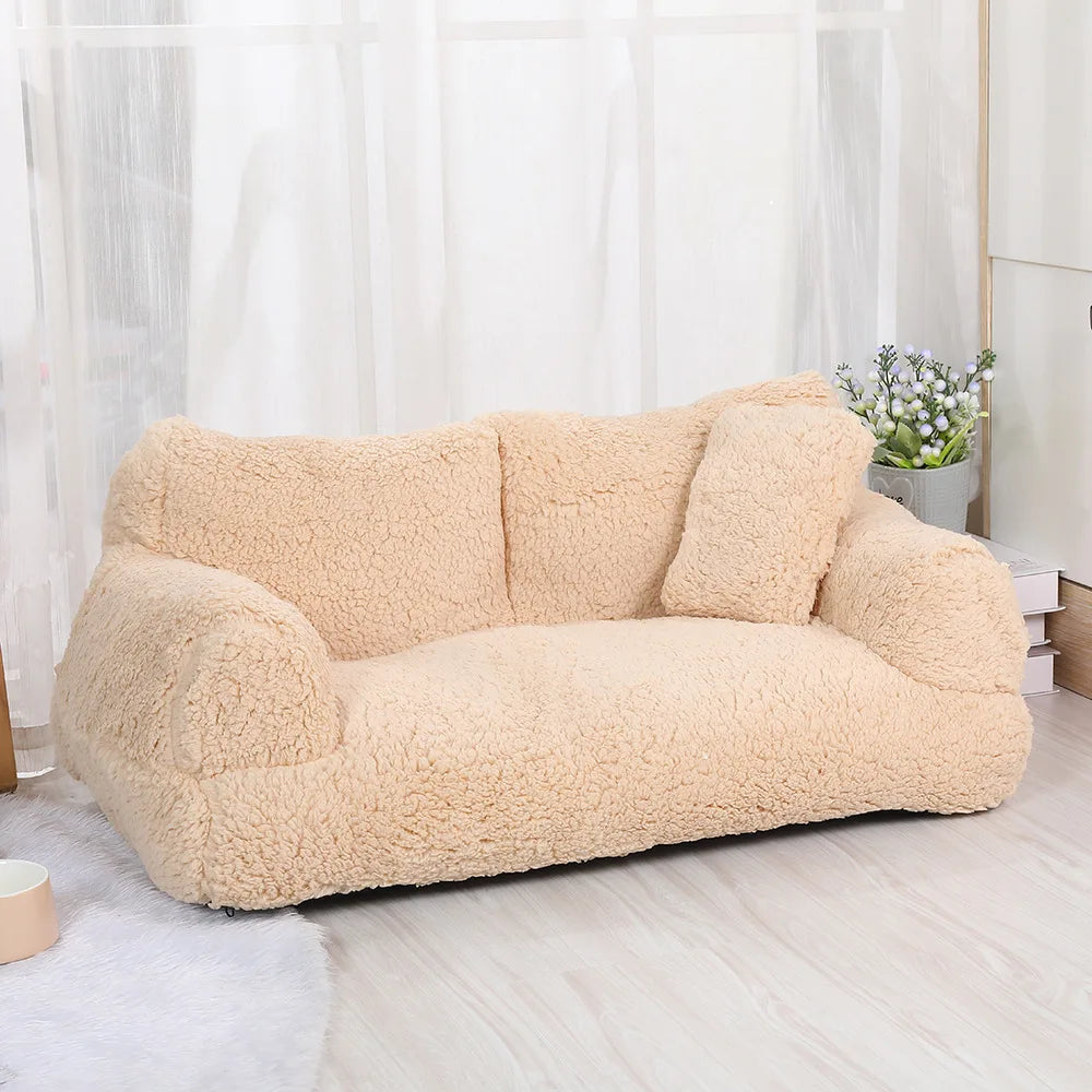 Beige Warm Detachable Pet Sofa Cat Bed with Open Design for Small Cats and Dogs, Ideal for Playing and Sleeping TrendyPet's Zone