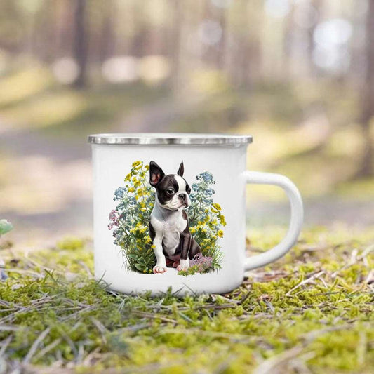 #19 Creative Coffee Cup Dog Printed Enamel Mug Camping Handle Mug Gifts for Dog Lovers TRENDYPET'S ZONE