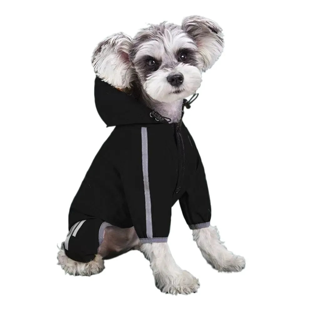 Black Reflective Waterproof Dog Raincoat Stylish Jumpsuit