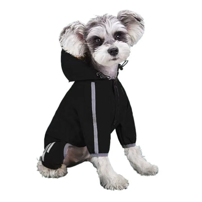 Black Reflective Waterproof Dog Raincoat Stylish Jumpsuit
