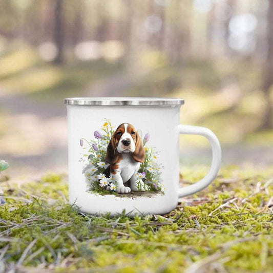 #15 Creative Coffee Cup Dog Printed Enamel Mug Camping Handle Mug Gifts for Dog Lovers TRENDYPET'S ZONE
