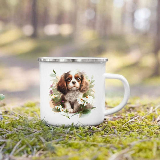 #18 Creative Coffee Cup Dog Printed Enamel Mug Camping Handle Mug Gifts for Dog Lovers TRENDYPET'S ZONE