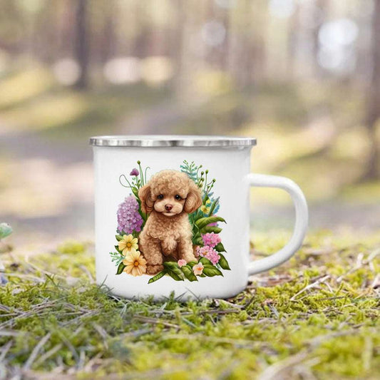 #06 Creative Coffee Cup Dog Printed Enamel Mug Camping Handle Mug Gifts for Dog Lovers TRENDYPET'S ZONE