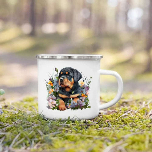 #22 Creative Coffee Cup Dog Printed Enamel Mug Camping Handle Mug Gifts for Dog Lovers TRENDYPET'S ZONE