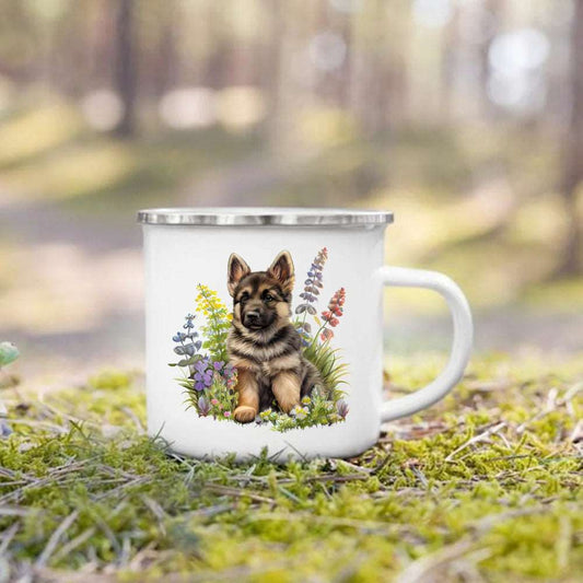 #12 Creative Coffee Cup Dog Printed Enamel Mug Camping Handle Mug Gifts for Dog Lovers TRENDYPET'S ZONE