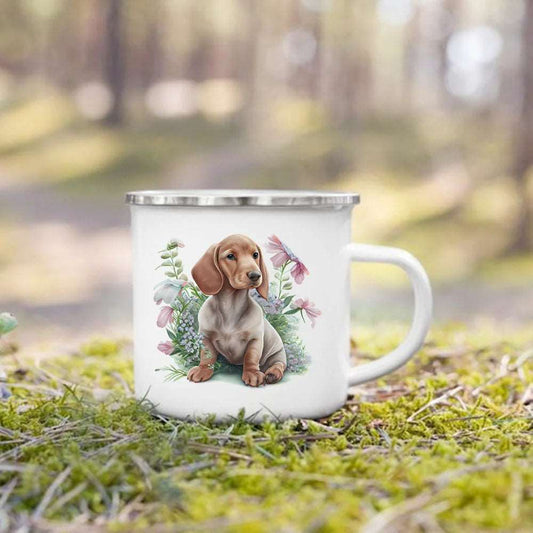 #07 Creative Coffee Cup Dog Printed Enamel Mug Camping Handle Mug Gifts for Dog Lovers TRENDYPET'S ZONE