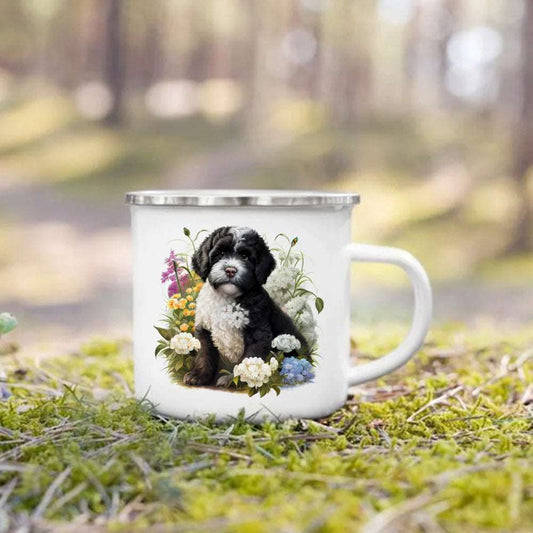 #16 Creative Coffee Cup Dog Printed Enamel Mug Camping Handle Mug Gifts for Dog Lovers TRENDYPET'S ZONE