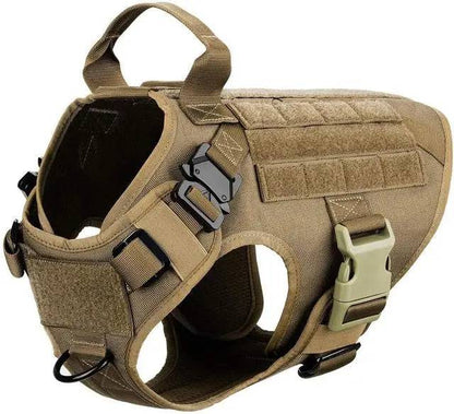 Sand Khaki Durable Nylon Tactical Dog Harness Collar Leash Set - TrendyPet's Zone