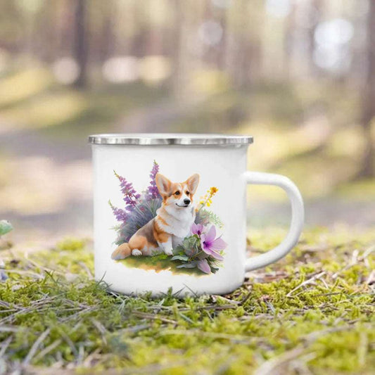 #08 Creative Coffee Cup Dog Printed Enamel Mug Camping Handle Mug Gifts for Dog Lovers TRENDYPET'S ZONE