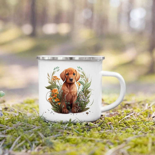 #14 Creative Coffee Cup Dog Printed Enamel Mug Camping Handle Mug Gifts for Dog Lovers TRENDYPET'S ZONE